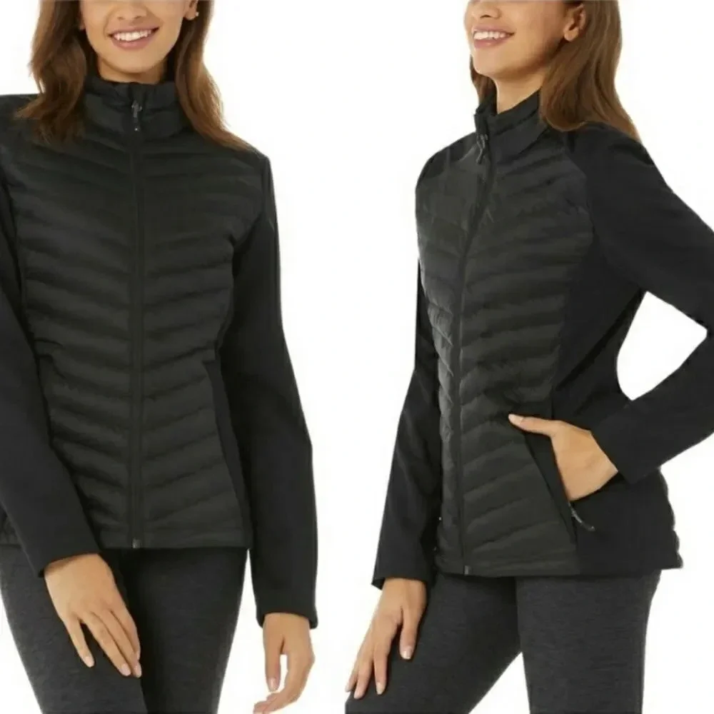 32 Degrees Ladies' Mixed Media Jacket NWOT Black Causal Full Zip Medium